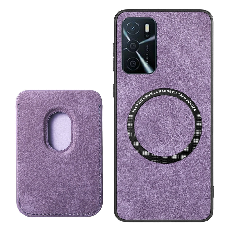 For OPPO Reno10 Global Retro Leather Card Bag Magnetic Phone Case(Purple) - OPPO Cases by buy2fix | Online Shopping UK | buy2fix