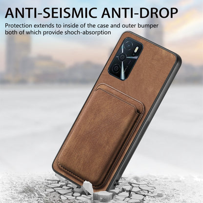 For OPPO A78 4G Retro Leather Card Bag Magnetic Phone Case(Brown) - OPPO Cases by buy2fix | Online Shopping UK | buy2fix