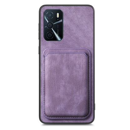 For OPPO Reno8 Z Retro Leather Card Bag Magnetic Phone Case(Purple) - OPPO Cases by buy2fix | Online Shopping UK | buy2fix