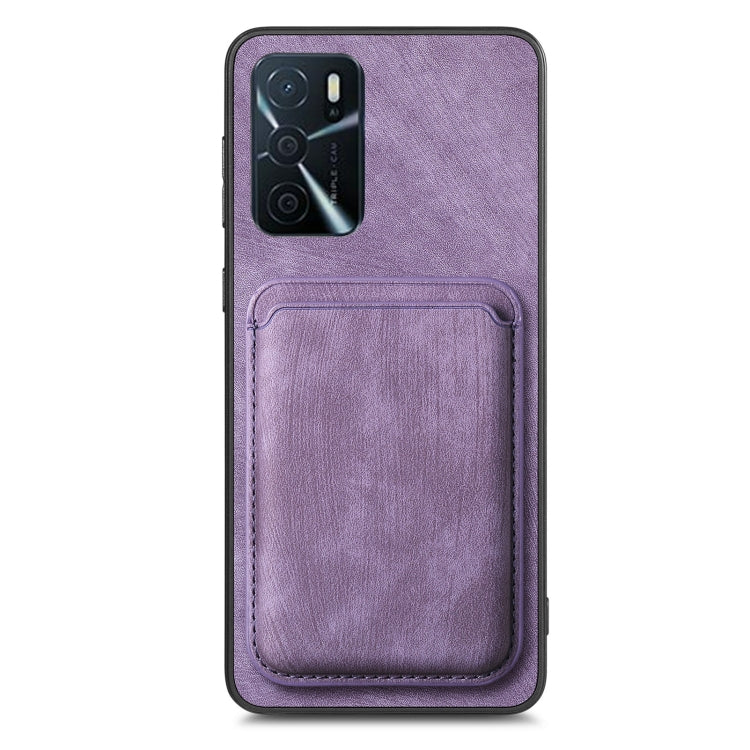 For OPPO Reno9 Pro+ 5G Retro Leather Card Bag Magnetic Phone Case(Purple) - OPPO Cases by buy2fix | Online Shopping UK | buy2fix
