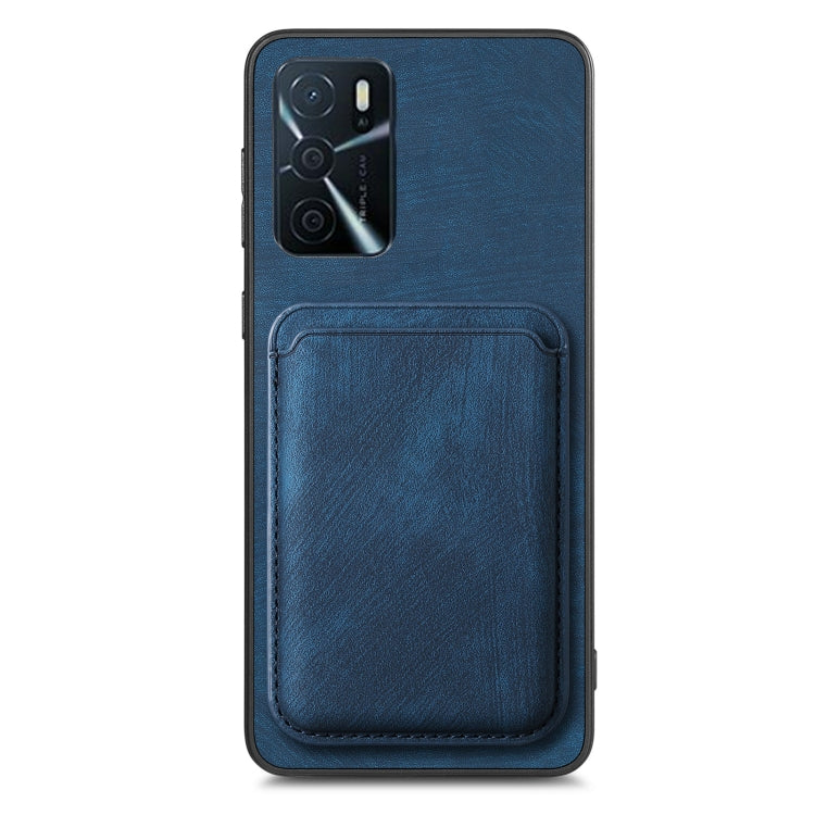 For OPPO A17 Retro Leather Card Bag Magnetic Phone Case(Blue) - OPPO Cases by buy2fix | Online Shopping UK | buy2fix