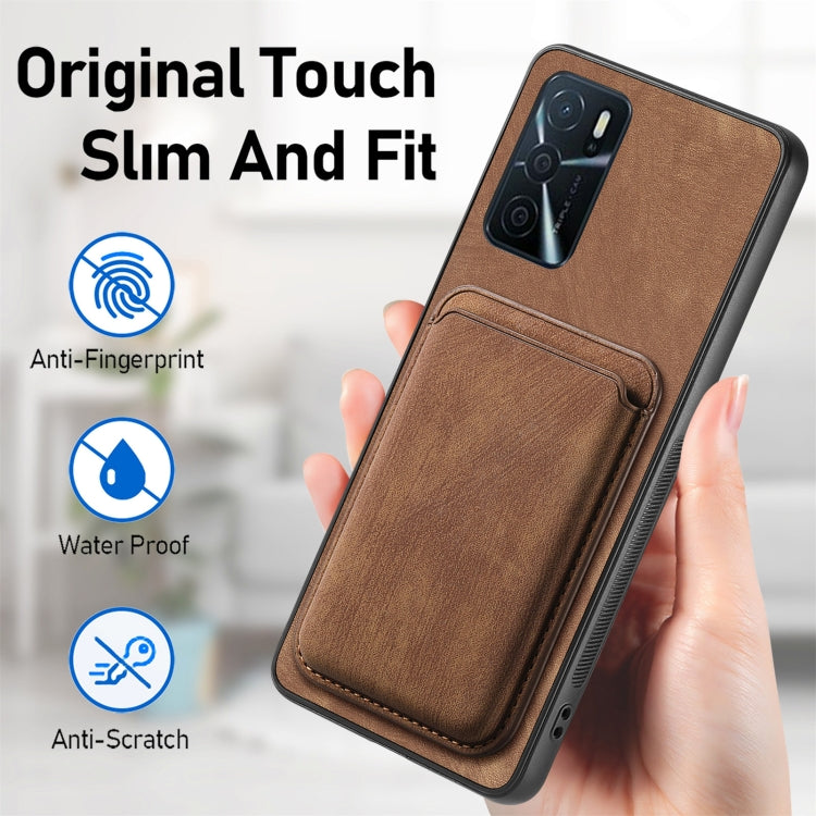 For OPPO Reno8 5G Retro Leather Card Bag Magnetic Phone Case(Brown) - OPPO Cases by buy2fix | Online Shopping UK | buy2fix