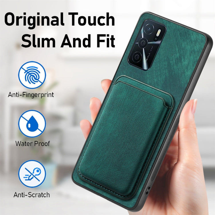 For OPPO A16 Retro Leather Card Bag Magnetic Phone Case(Green) - OPPO Cases by buy2fix | Online Shopping UK | buy2fix