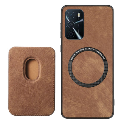 For OPPO F19 Pro Retro Leather Card Bag Magnetic Phone Case(Brown) - OPPO Cases by buy2fix | Online Shopping UK | buy2fix