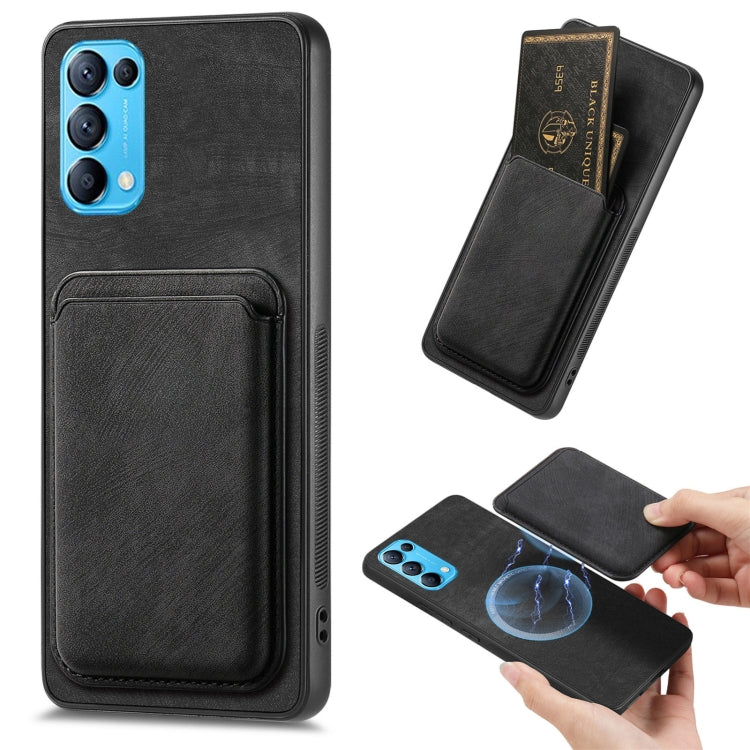 For OPPO Reno5 5G Retro Leather Card Bag Magnetic Phone Case(Black) - OPPO Cases by buy2fix | Online Shopping UK | buy2fix