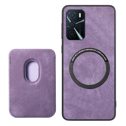 For OPPO A5 Retro Leather Card Bag Magnetic Phone Case(Purple) - OPPO Cases by buy2fix | Online Shopping UK | buy2fix