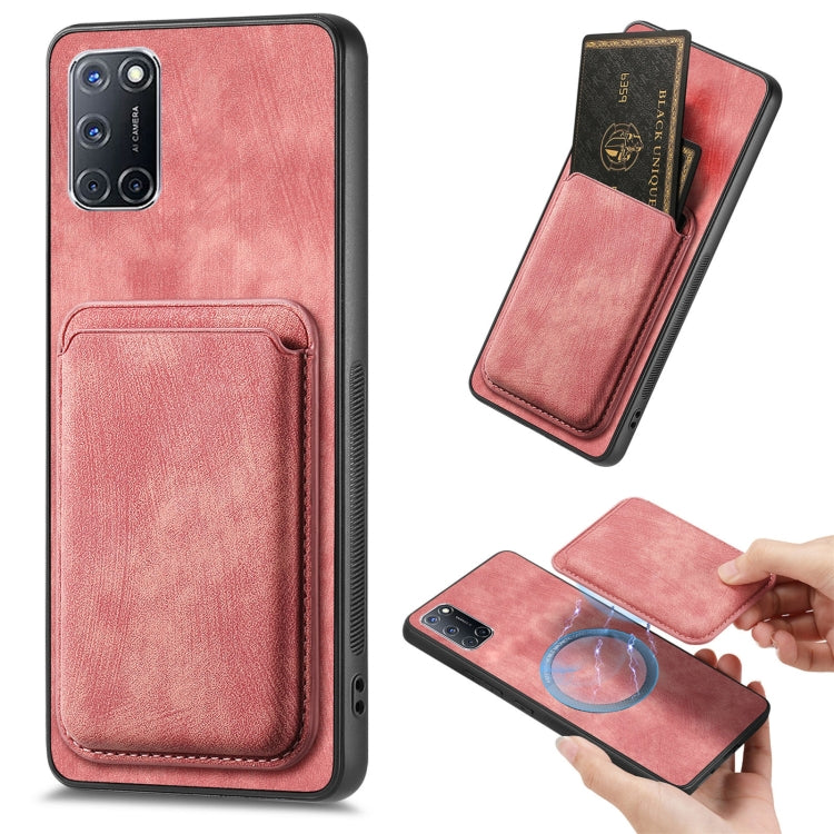 For OPPO A52 / A72/ A92 Retro Leather Card Bag Magnetic Phone Case(Pink) - OPPO Cases by buy2fix | Online Shopping UK | buy2fix