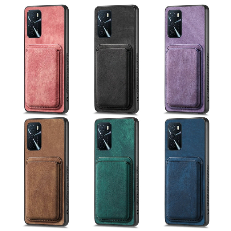 For OPPO Reno8 5G Retro Leather Card Bag Magnetic Phone Case(Pink) - OPPO Cases by buy2fix | Online Shopping UK | buy2fix
