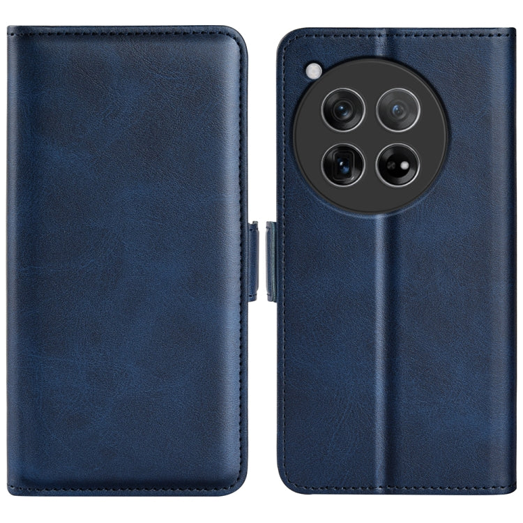 For OnePlus 12 Dual-side Magnetic Buckle Horizontal Flip Leather Phone Case(Dark Blue) - OnePlus Cases by buy2fix | Online Shopping UK | buy2fix