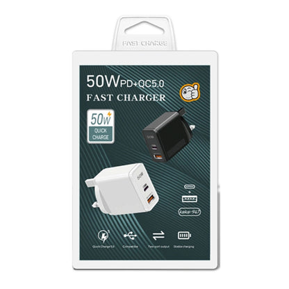 QC5.0 USB / PD25W Type-C Super Fast Charging Full Protocol Phone Charger, UK Plug(White) - USB Charger by buy2fix | Online Shopping UK | buy2fix