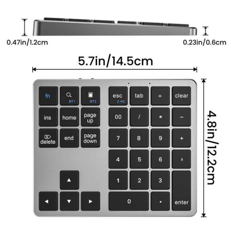 K-35 Computer Laptop Keyboard 35-Keys Tablet Accessories Bluetooth Keypad(Silver) - Wireless Keyboard by buy2fix | Online Shopping UK | buy2fix