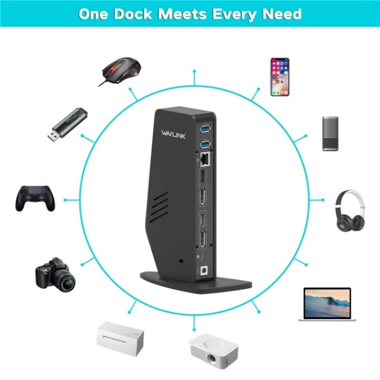 WAVLINK WL-UG69DK5 Laptop Dual 5K / 4K 60Hz Monitor Adapter USB 3.0 Docking Station, Plug:US Plug - Cable & Adapters by WAVLINK | Online Shopping UK | buy2fix