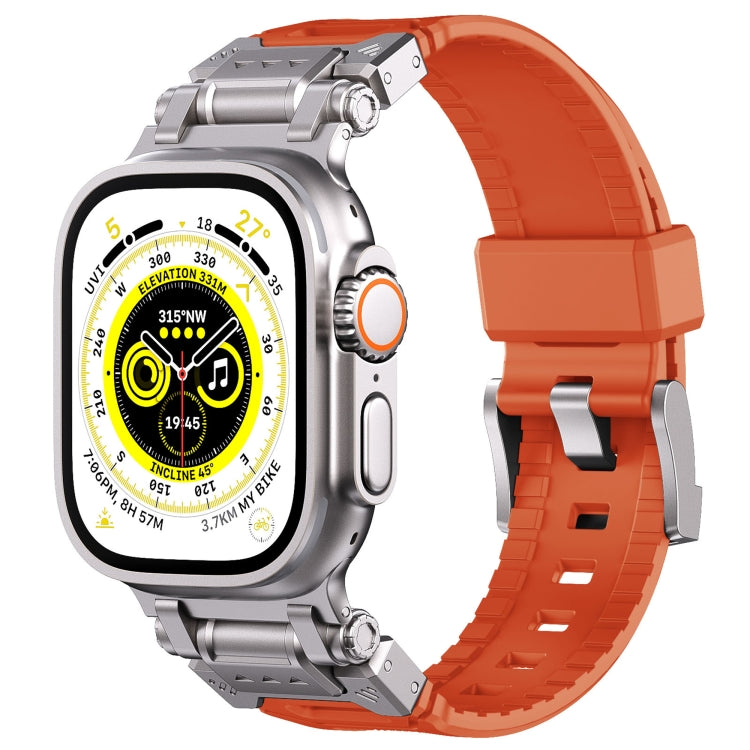 For Apple Watch Ultra 2 49mm Silicone Armor Mecha Head Watch Band(Orange) - Watch Bands by buy2fix | Online Shopping UK | buy2fix