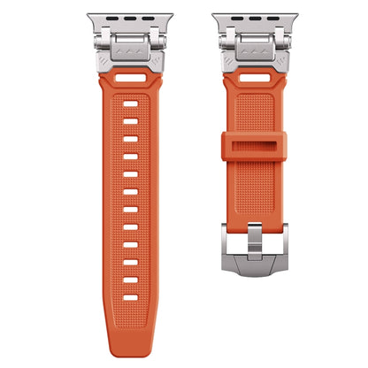 For Apple Watch Series 8 45mm Silicone Armor Mecha Head Watch Band(Orange) - Watch Bands by buy2fix | Online Shopping UK | buy2fix