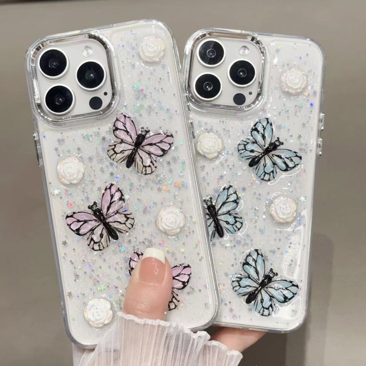 For iPhone 16 Glitter 3D Butterfly TPU Phone Case(Gold) - iPhone 16 Cases by buy2fix | Online Shopping UK | buy2fix