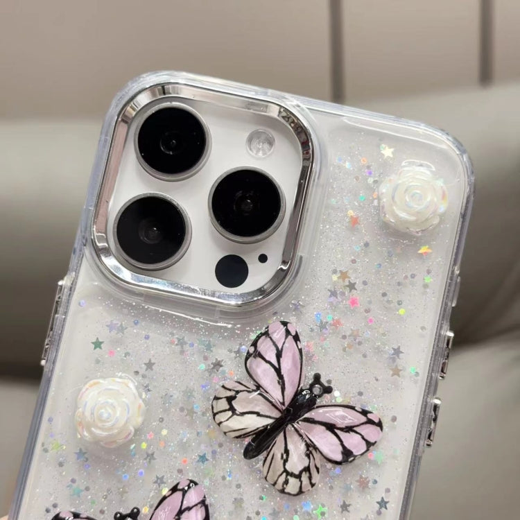 For iPhone 16 Plus Glitter 3D Butterfly TPU Phone Case(Pink) - iPhone 16 Plus Cases by buy2fix | Online Shopping UK | buy2fix