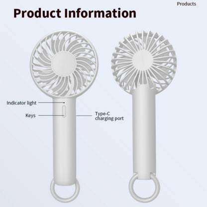 S3 3 Speed Low Noise Hanging Hole Desk Fan Portable Rechargeable Handheld Cooling Fan(White) - Electric Fans by buy2fix | Online Shopping UK | buy2fix