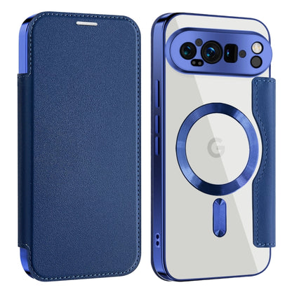 For Google Pixel 9 Pro XL Shield MagSafe RFID Anti-theft Leather Phone Case(Dark Blue) - Google Cases by buy2fix | Online Shopping UK | buy2fix