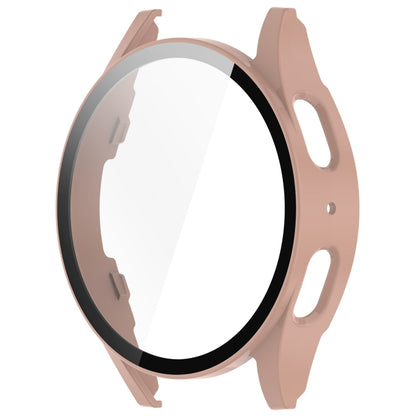 For Samsung Galaxy Watch 7 44mm PC+Tempered Film Integrated Waterproof Watch Protective Case(Pink) - Watch Cases by buy2fix | Online Shopping UK | buy2fix