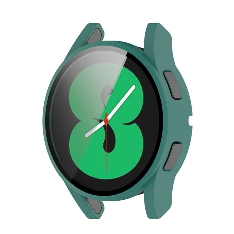 For Samsung Galaxy Watch FE 40mm PC + Tempered Glass Film Integrated Watch Protective Case(Green) - Watch Cases by buy2fix | Online Shopping UK | buy2fix