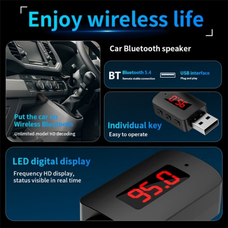 M10 Car Digital Display FM Radio USB Bluetooth Adapter Wireless Audio Receiver - Bluetooth Car Kits by buy2fix | Online Shopping UK | buy2fix