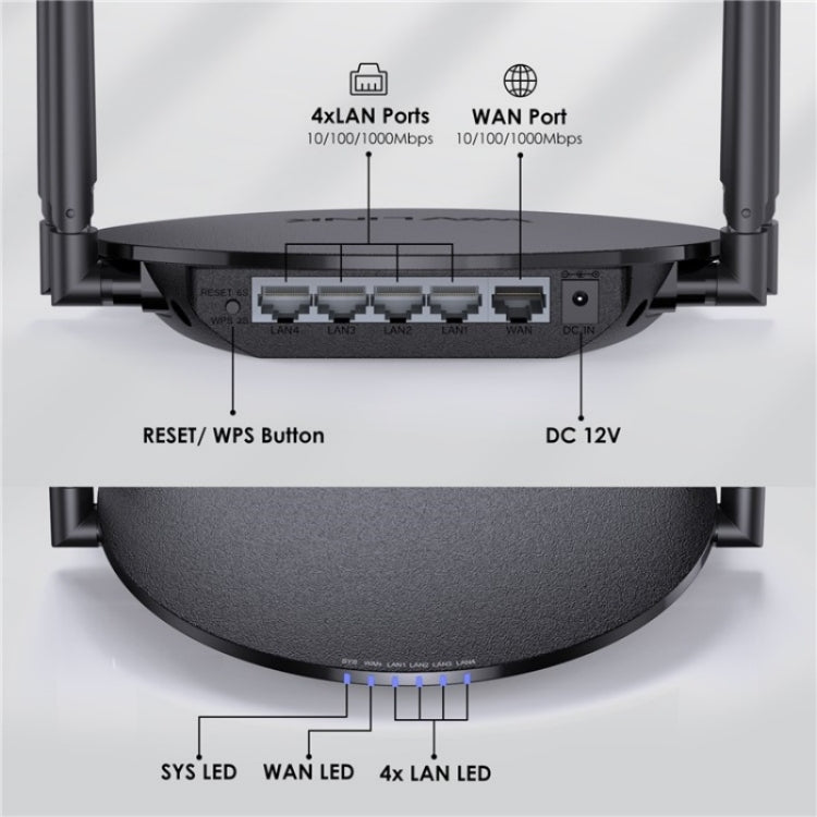 WAVLINK WN530G3 4x 5dBi Foldable Antenna AC1200 Dual Band Wireless Repeater Router, Plug:EU Plug - Wireless Routers by WAVLINK | Online Shopping UK | buy2fix