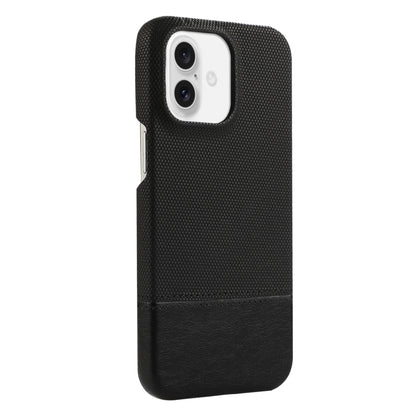 For iPhone 16 Stitching Cloth PU Shockproof Phone Case(Black) - iPhone 16 Cases by buy2fix | Online Shopping UK | buy2fix