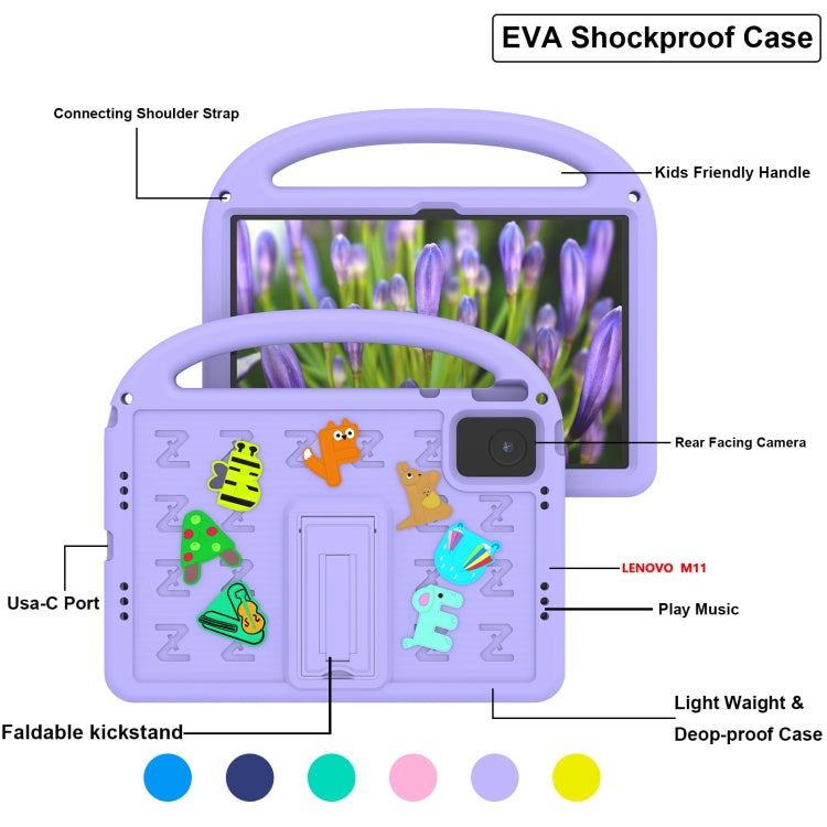 For Lenovo Tab M11 / Xiaoxin Pad 11 2024 Cartoon Sparrow EVA Shockproof Tablet Case(Taro Purple) - Lenovo by buy2fix | Online Shopping UK | buy2fix