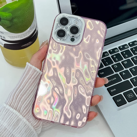 For iPhone 16 Pro Plating Glitter Texture TPU Phone Case with Lens Film(Pink Wrinkles) - iPhone 16 Pro Cases by buy2fix | Online Shopping UK | buy2fix