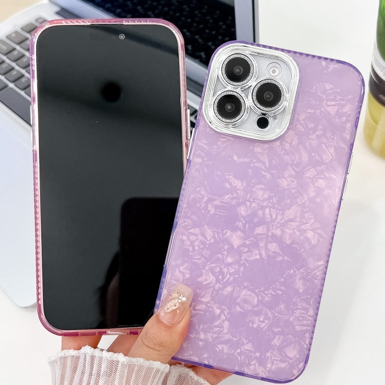 For iPhone 16 Plating Glitter Texture TPU Phone Case with Lens Film(White Shell Grain) - iPhone 16 Plus Cases by buy2fix | Online Shopping UK | buy2fix