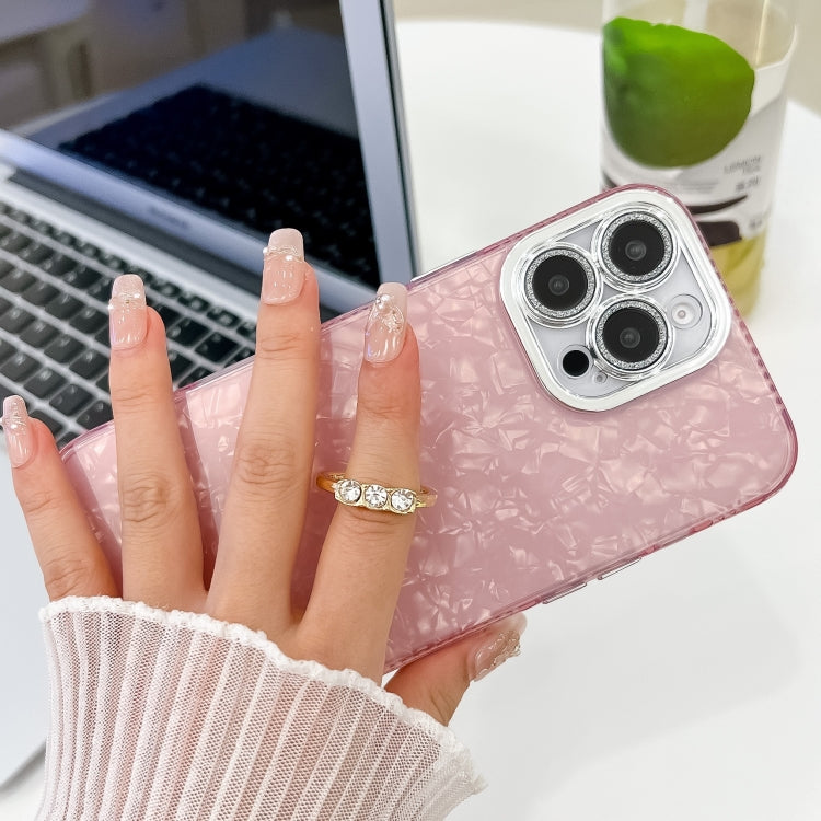 For iPhone 16 Pro Plating Glitter Texture Ring Holder TPU Phone Case with Lens Film(Pink Water Ripples) - iPhone 16 Pro Cases by buy2fix | Online Shopping UK | buy2fix