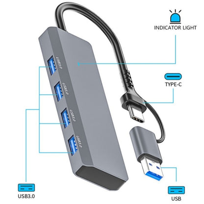 ADS-305D USB / Type-C to USB3.0 4-Ports USB HUB Computer Laptop Adapter Docking Station - USB 3.0 HUB by buy2fix | Online Shopping UK | buy2fix