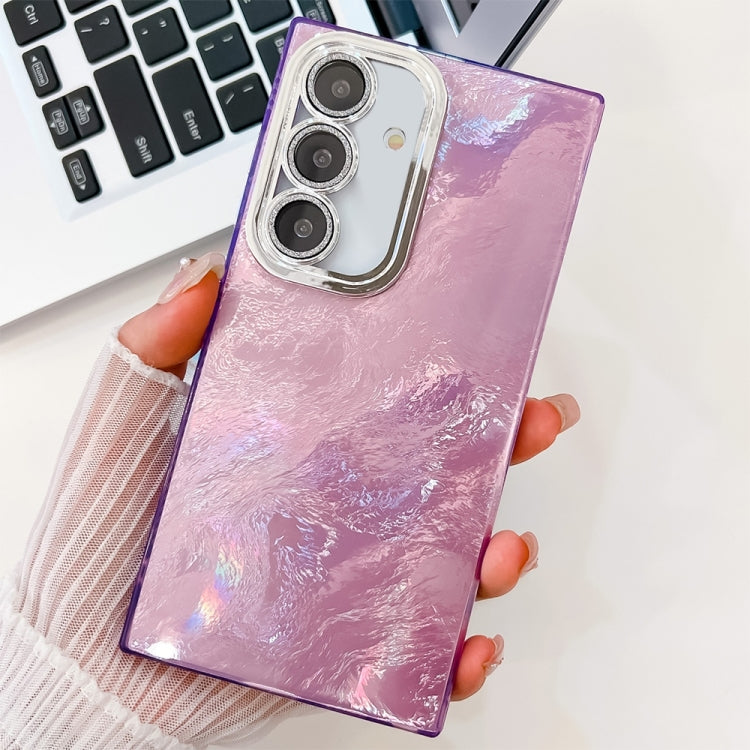 For Samsung Galaxy S25+ 5G Plating Glitter Texture TPU Phone Case with Lens Film(Purple Tinfoil Texture) - Galaxy S25+ 5G Cases by buy2fix | Online Shopping UK | buy2fix