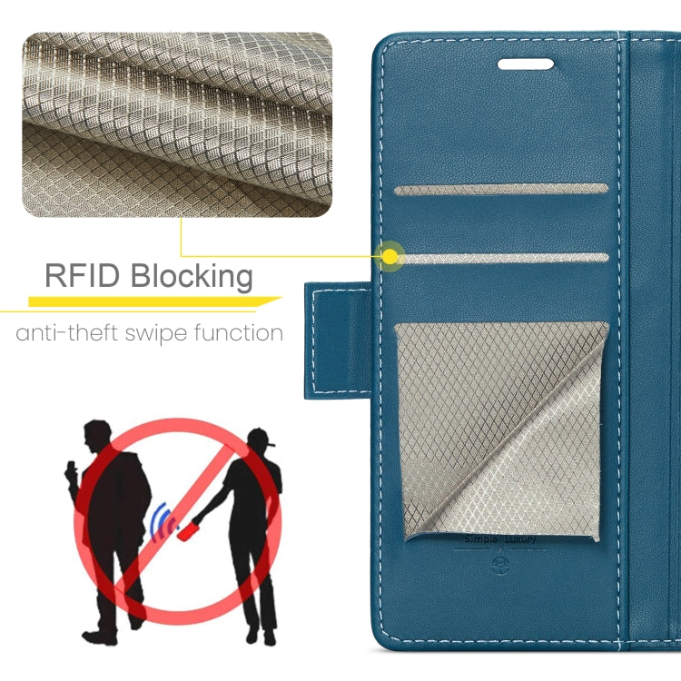 For iPhone 16 Pro Max CaseMe 023 Butterfly Buckle Litchi Texture RFID Anti-theft Leather Phone Case(Blue) - iPhone 16 Pro Max Cases by CaseMe | Online Shopping UK | buy2fix