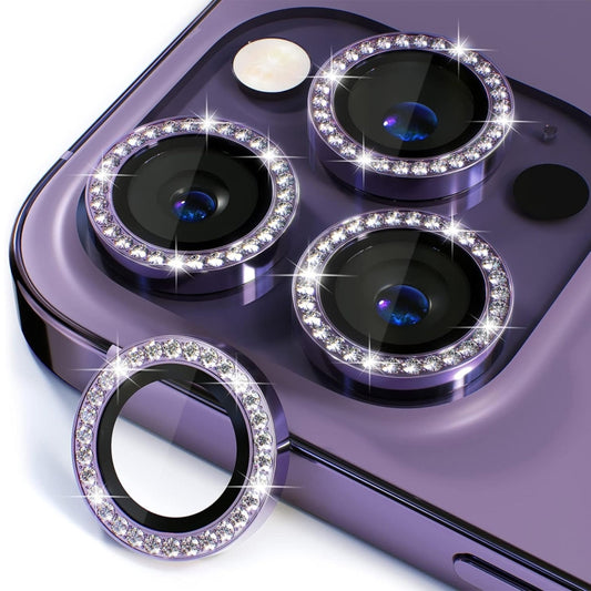 For iPhone 16 Pro / 16 Pro Max ENKAY AR Anti-reflection Individual Diamond Ring Camera Lens Glass Full Film(Deep Purple) - iPhone 16 Pro Max Tempered Glass by ENKAY | Online Shopping UK | buy2fix