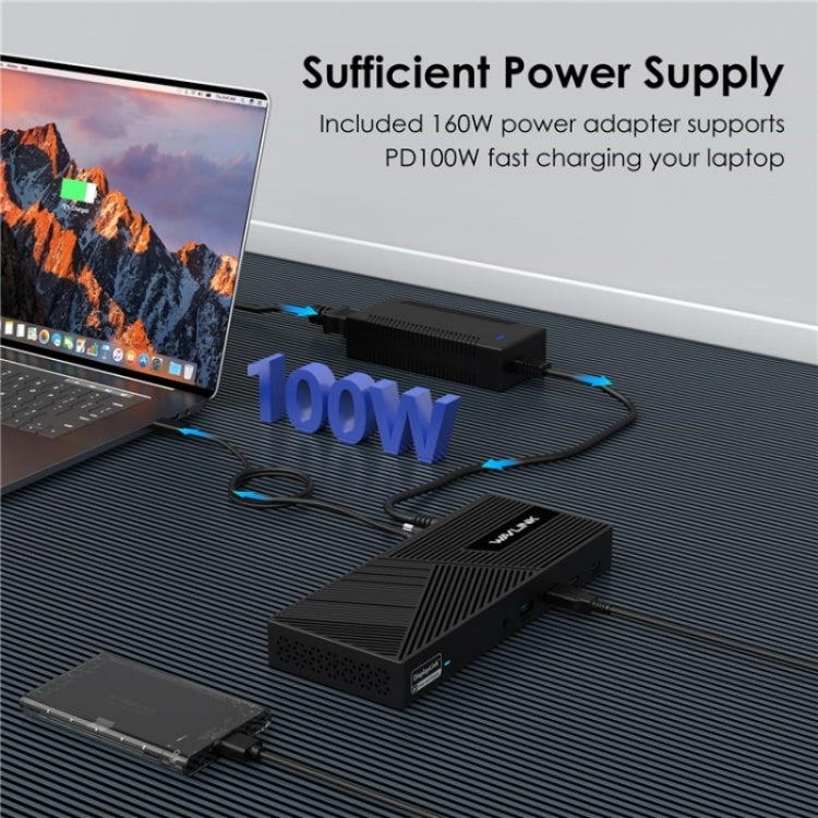 WAVLINK UG69PD25 Pro 100W PD Charging Triple 4K Display Laptop Docking Station, Plug:US Plug - Adapter by WAVLINK | Online Shopping UK | buy2fix