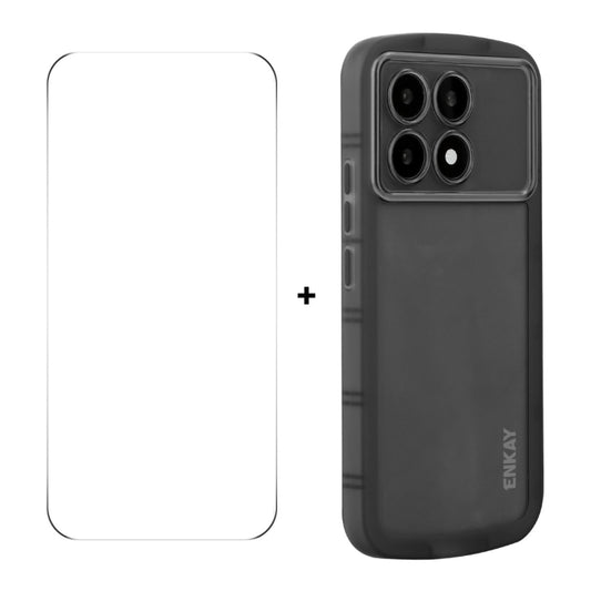 For Redmi K70 / K70 Pro ENKAY Hat-Prince Translucent Matte TPU Phone Case + 9H Big Arc Edge Glass Film(Black) - K70 Pro Cases by ENKAY | Online Shopping UK | buy2fix