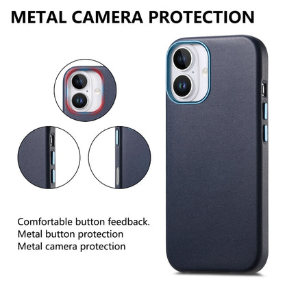 For iPhone 16 Electroplated Metal Button Shockproof Phone Case(Dark Blue) - iPhone 16 Cases by buy2fix | Online Shopping UK | buy2fix