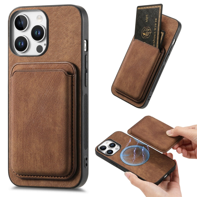 For iPhone 16 Pro Max Retro Leather Card Bag Magnetic Phone Case(Brown) - iPhone 16 Pro Max Cases by buy2fix | Online Shopping UK | buy2fix