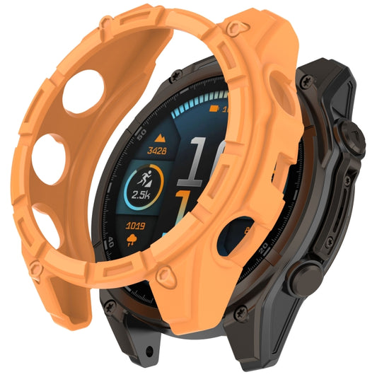 For Garmin Fenix 8 AMOLED 51mm Armor Hollow TPU Half Coverage Watch Protective Case(Orange) - Watch Cases by buy2fix | Online Shopping UK | buy2fix