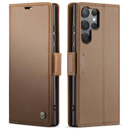 For Samsung Galaxy S25 Ultra 5G CaseMe 023 Butterfly Buckle Litchi Texture RFID Anti-theft Leather Phone Case(Brown) - Galaxy S25 Ultra 5G Cases by CaseMe | Online Shopping UK | buy2fix