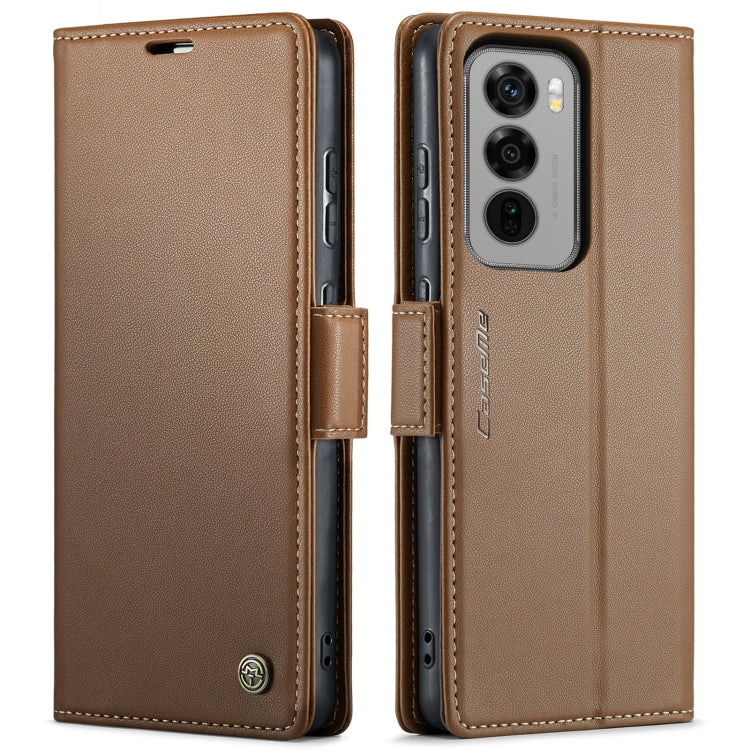 For OPPO Reno12 5G Global CaseMe 023 Butterfly Buckle Litchi Texture RFID Anti-theft Leather Phone Case(Brown) - Reno12 Cases by CaseMe | Online Shopping UK | buy2fix