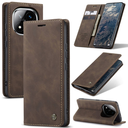 For Redmi Note 14 Pro 5G CaseMe 013 Multifunctional Horizontal Flip Leather Phone Case(Coffee) - Note 14 Pro Cases by CaseMe | Online Shopping UK | buy2fix