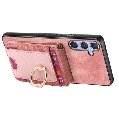 For Samsung Galaxy S25 Ultra 5G Retro Splitable Magnetic Stand Card Bag Leather Phone Case(Pink) - Galaxy S25 Ultra 5G Cases by buy2fix | Online Shopping UK | buy2fix