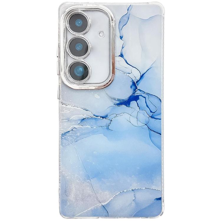 For Samsung Galaxy S25 5G Electroplated Marble Texture Phone Case(Blue M11) - Galaxy S25 5G Cases by buy2fix | Online Shopping UK | buy2fix