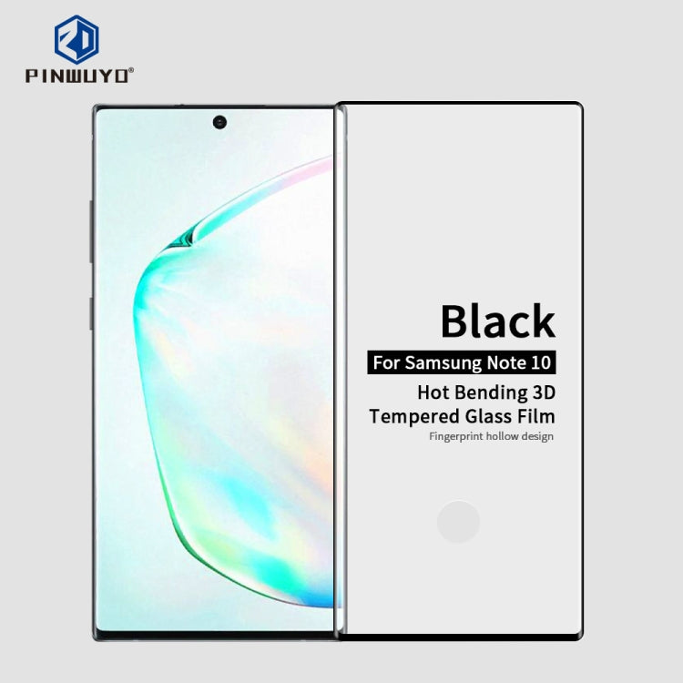 PINWUYO 9H 3D Hot Bending Tempered Glass Film for Galaxy Note10（Black） - Galaxy Tempered Glass by PINWUYO | Online Shopping UK | buy2fix