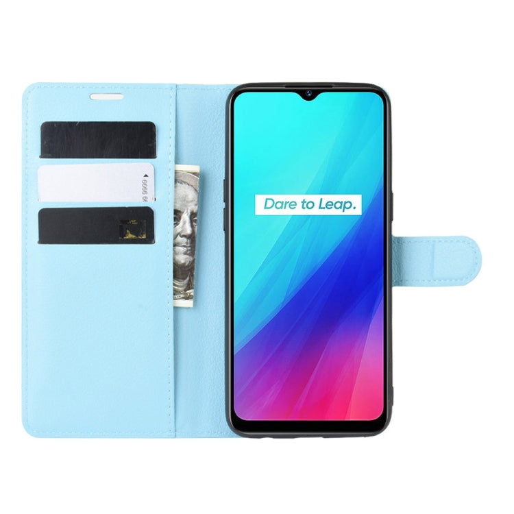 For OPPO Realme C3 (3 Cameras) Litchi Texture Horizontal Flip Protective Case with Holder & Card Slots & Wallet(Blue) - Realme Cases by buy2fix | Online Shopping UK | buy2fix