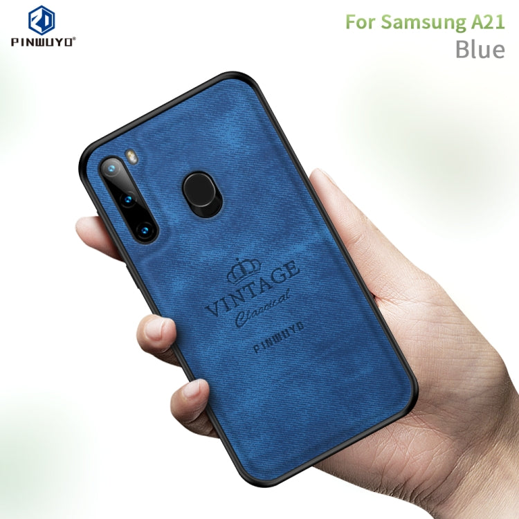 For Galaxy A21 PINWUYO Zun Series PC + TPU + Skin Waterproof And Anti-fall All-inclusive Protective Shell(Blue) - Galaxy Phone Cases by PINWUYO | Online Shopping UK | buy2fix