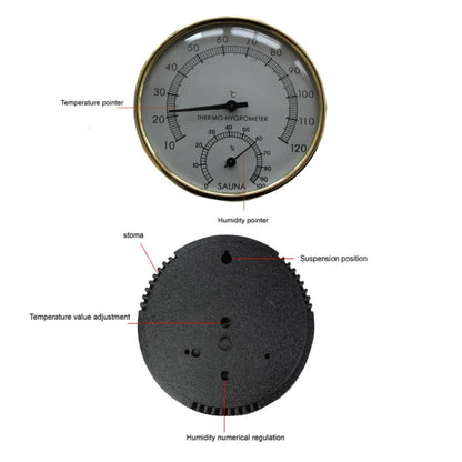 Stainless Steel Steam Room Bath Sauna Indoor Thermometer Hygrometer - Indoor Thermometer by buy2fix | Online Shopping UK | buy2fix