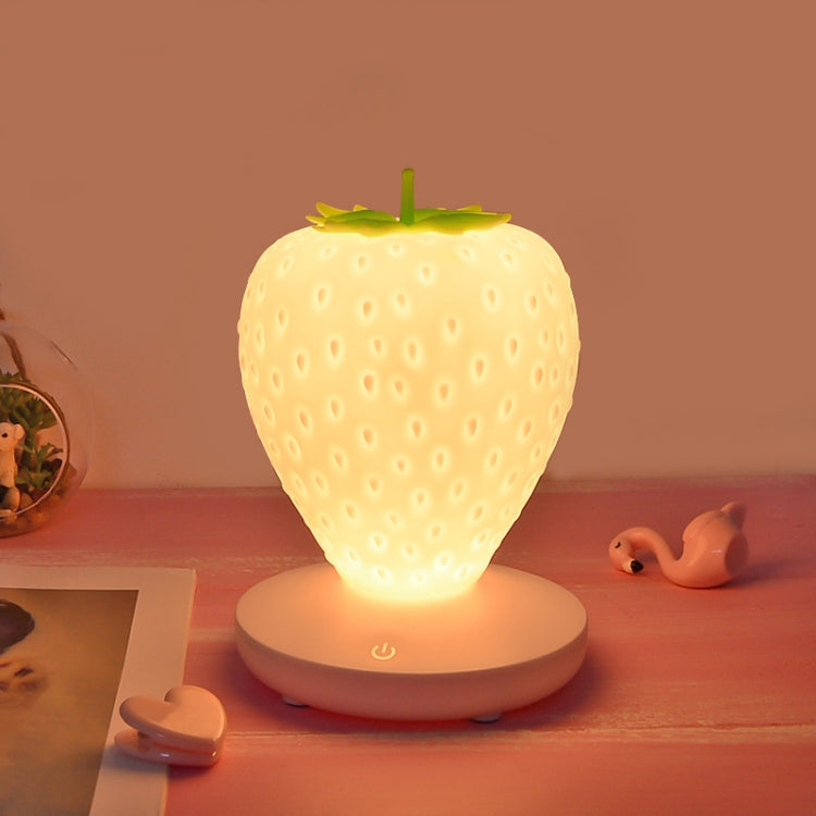 Creative Home LED Silicone Strawberry Night Light USB Rechargeable Bedside Decoration Atmosphere Light(White) - Night Lights by buy2fix | Online Shopping UK | buy2fix